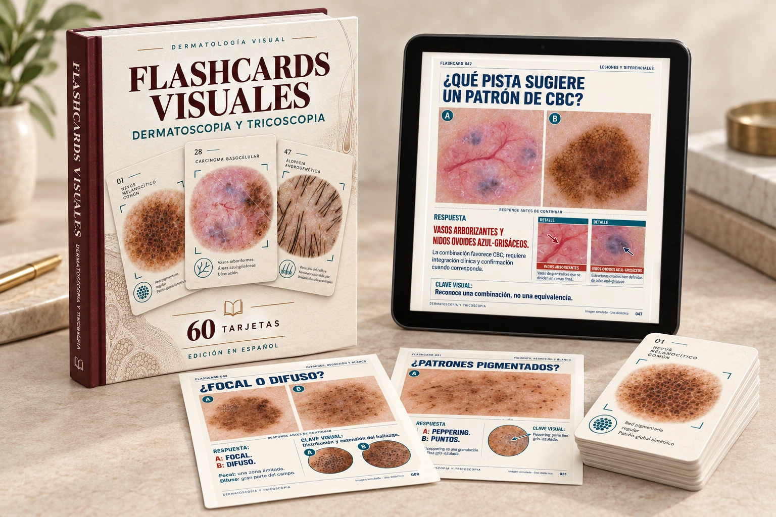 Flashcards Visuales de Dermatoscopia y Tricoscopia